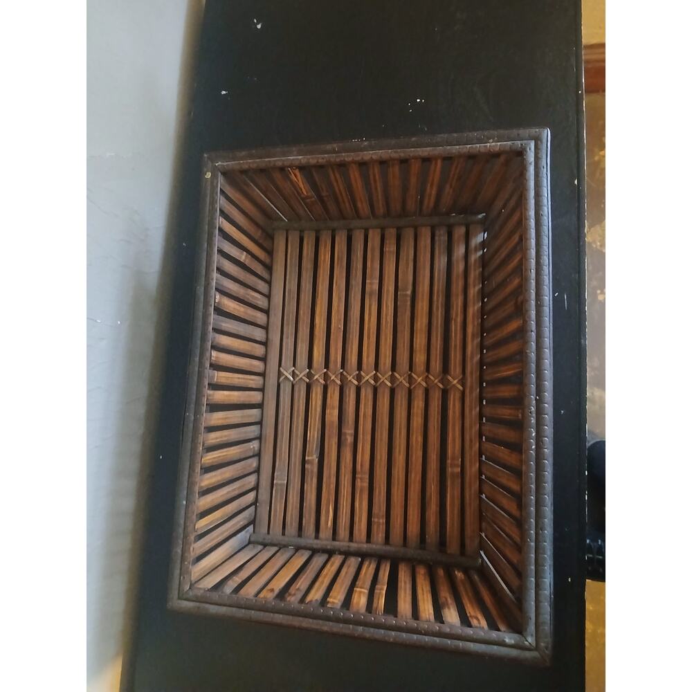 Vintage MCM Rattan Rectangle Tray 12"x8.5"